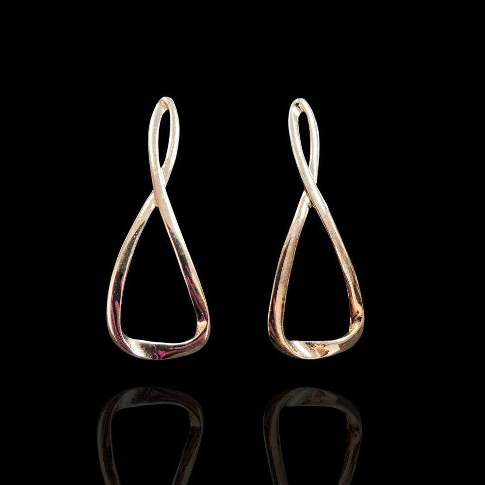 Statement Twisted Silver Plated Dangle Earrings -… - image 4